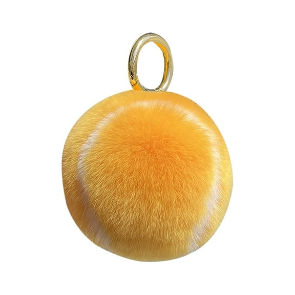 Yellow Cute Little Tennis Ball Plush Keychain Pendant Soft Fluffy Decor For Backpack Bag And School Accessories