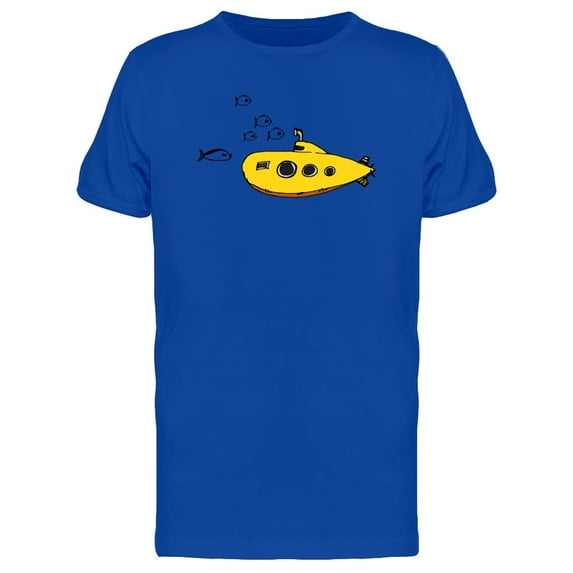 Yellow Cute Submarie And Fishes T-Shirt Men -Image by Shutterstock, Male Medium