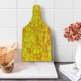 thumbnail image 1 of Yellow Cutting Board, Abstract Corn Pattern with Vivid Colored Design Elements Country Life Themed, Decorative Tempered Glass Cutting and Serving Board, Wine Bottle Shape, Orange Yellow, by Ambesonne, 1 of 1