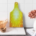 thumbnail image 1 of Yellow Cutting Board, Mosaic Retro Square Shapes and Patterns Pixels Rays Contemporary Graphic Design, Tempered Glass Cutting and Serving Board, Wine Bottle Shape, Orange Yellow, by Ambesonne, 1 of 5