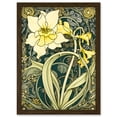 thumbnail image 1 of Yellow Daffodil Flower Watercolour Art Nouveau Artwork Framed Wall Art Print A4, 1 of 4
