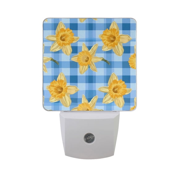 Yellow Daffodils LED Night Light with Smart Sensor Plug Into Wall Dusk to Dawn 2 packs