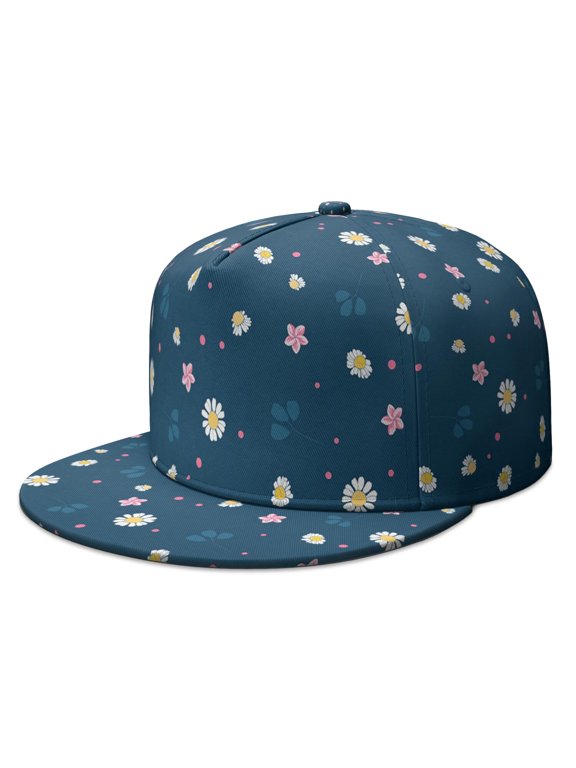 Yellow Daisy Baseball Cap – Sunny Floral Flat Visor Hat, Lightweight & Breathable for Summer