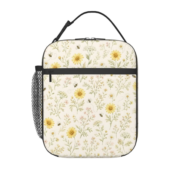 Yellow Daisy Bee Lunch Bag Reusable Thermal Lunch Box with Handle for Women and Men