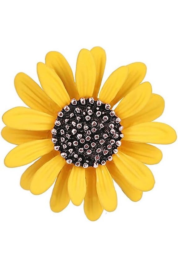 Yellow Daisy Brooch Pin, White Sun Flower Brooch.Enamel Charm Daisy Coat Collar Brooch for Women Men