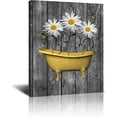 thumbnail image 1 of Yellow Daisy Canvas Wall Art Bathroom Decor Yellow Grey Daisy In Bathtub Print Paintings Flower Bathtube Pictures Modern Home Rustic Artwork Decor For Bathroom Framed Ready To Hang 12x16 Inch, 1 of 6