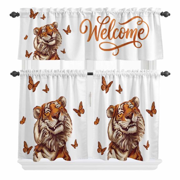 Yellow Daisy Curtain Valances Set Bubble Butterfly Grey Grey Background Kitchen Curtains 24 inch Length Rod Pocket Valance and Tiers 3 Piece Set Small Bedroom Bathroom Laundry Decor