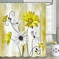 thumbnail image 1 of Yellow Daisy Floral Flowers Shower Curtain, Farm Rustic Farmhouse and Butterfly on Country Wooden Shower Curtain, Yellow Daisy Shower Curtain with Hooks, 72X72 Inches, 1 of 5