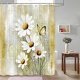 thumbnail image 1 of Yellow Daisy Floral Shower Curtain, Farm Rustic Farmhouse and Butterfly on Country Wooden Shower Curtain, Yellow Daisy Floral Shower Curtain with Hooks, 60X70Inches(Yellow), 1 of 5