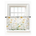 thumbnail image 1 of Yellow Daisy Floral Tier Curtains 24 Inch Length,Sheer Curtains for Bedroom Living Room Window Spring Rustic Botanical Flowers Rod Pocket Drapes Kitchen Curtains Small Half Window 27.5"x24" 2 Panels, 1 of 6
