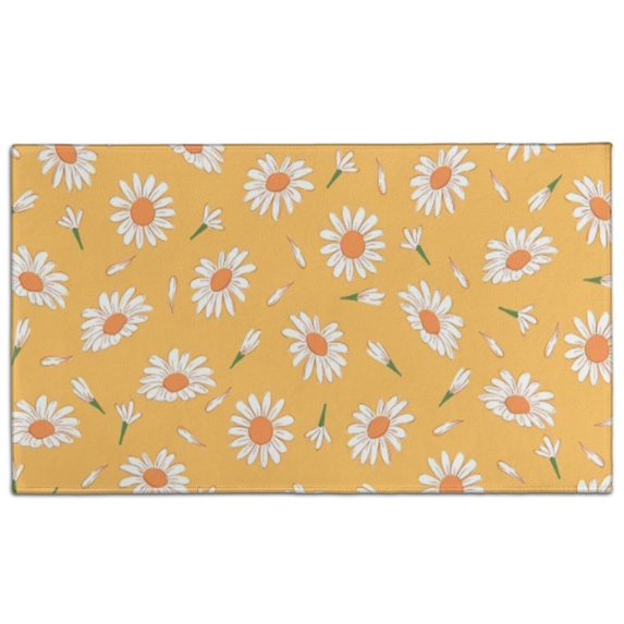 Yellow Daisy Flower Pattern Door Rugs,Washable Non Slip Door Mats Indoor,Decorative Door Mats,Entry Mat Indoor for Entrance,Bedroom,Kitchen,Bathroom,17"x30"
