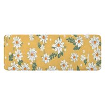 Yellow Daisy Flower Pattern Kitchen Rug Mat,Kitchen Runner Rugs Non Skid Washable,Decorative Kitchen Floor Mats for Kitchen,Sink,Laundry,17"x47.2"
