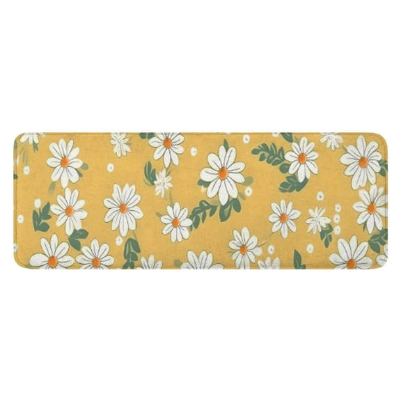 Yellow Daisy Flower Pattern Kitchen Rug Mat,Kitchen Runner Rugs Non Skid Washable,Decorative Kitchen Floor Mats for Kitchen,Sink,Laundry,17"x47.2"