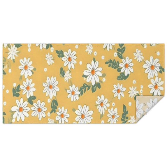 Yellow Daisy Flower Pattern Rectangle Tablecloth 60"x120",Waterproof Polyester Rectangle Table Cloth, Wipeable Spillproof Polyester Tablecloth for Dining, Camping, Indoor and Outdoor