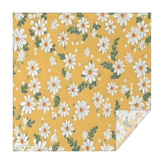 Yellow Daisy Flower Pattern Square Tablecloth,Waterproof Square Table Cover,Wipeable Spillproof Washable Table Cover for Home Kitchen Party Decor 42"X42"(107x107cm)