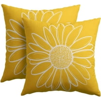 Yellow Daisy Flower Pillow Covers 18x18 Inch Set of 2 Spring Summer Floral Bloom Decorative Throw Pillows Seasonal Linen Pillow Cases Farmhouse Home Decor for Cushion Couch Sofa Outdoor