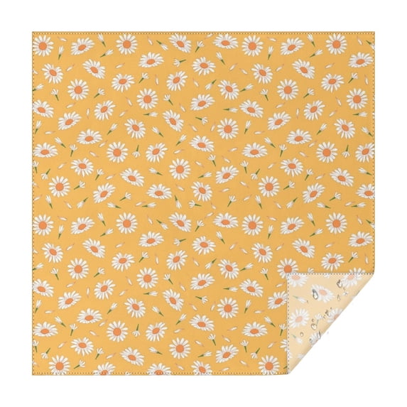 Yellow Daisy Flower Retro Pattern Square Tablecloth,Waterproof Square Table Cover,Wipeable Spillproof Washable Table Cover for Home Kitchen Party Decor 52"x52"(132x132cm)