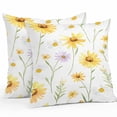 thumbnail image 1 of Yellow Daisy Flowers Leaf Outdoor Pillow Covers Pack of 2 Simple Style Watercolor Nature Waterproof Throw Pillow Covers Decorative Cushion Cases for Patio Garden Tent Balcony Couch 20x20 inch, 1 of 8