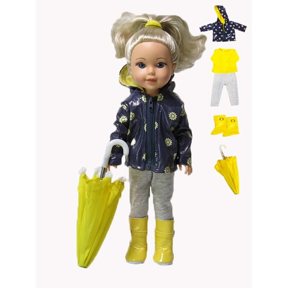 Yellow Daisy Rainy Day 5pc for 14.5in Dolls