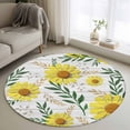 thumbnail image 1 of Yellow Daisy Round Rug 3.3ft Washable Circle Entryway Rugs Non Slip Farmhouse Country Flower Leaf Plant Wood Grain Area Rug Indoor Floor Carpet for Bedroom Kitchen Living Room Home Office Dining Room, 1 of 8