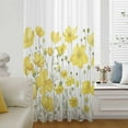 thumbnail image 1 of Yellow Daisy Semi Sheer Curtains Drapes for Living Room, Bedroom, French Doors Window 84 Inches Long, Spring Floral Summer Botanical Watercolor Rod Pocket Chiffon Curtain Drapery Voile Drape Panel, 1 of 6