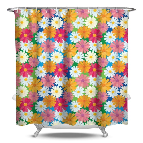 Yellow Daisy Shower Curtain Floral Bathroom Curtain 84x72 Inch Waterproof Vintage Bloom Print Quick Dry Machine Washable for Home Hotel