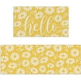 thumbnail image 1 of Yellow Daisy Spring Kitchen Rugs Set of 2 Flower Door Mat White Floral Non Slip Floor Rugs for Home Kitchen Room Decor Supplies, 1 of 6