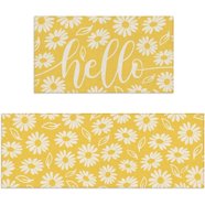 Yellow Flower Print Door Mat
