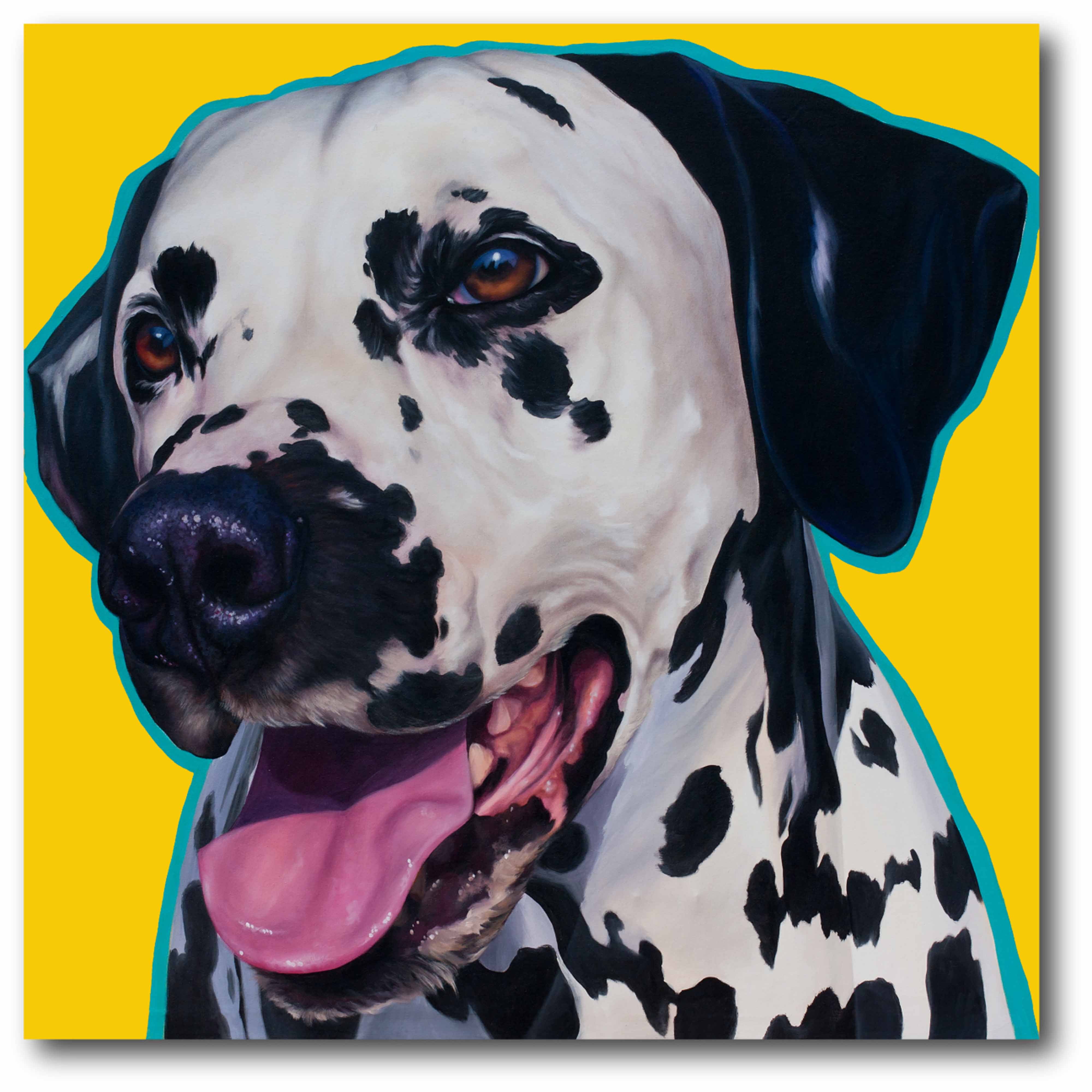 Yellow Dalmation Canvas Wall Art 16x16