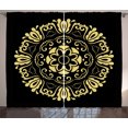 thumbnail image 1 of Ambesonne Yellow Damask Curtains 2 Panel Set, Frame, 108" x 90", Pale Yellow and Black, 1 of 3