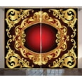thumbnail image 1 of Ambesonne Yellow Damask Curtains 2 Panel Set, Frame Baroque, 108" x 84", Earth Yellow Burgundy, 1 of 2