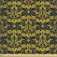thumbnail image 1 of Yellow Damask Fabric by the Yard, Elaborated Pattern Illustration with Interlaced Wavy Floral Leaves, Upholstery Fabric for Dining Chairs Home Decor Accents, 1 Yard, Yellow and Dark Blue by Ambesonne, 1 of 4