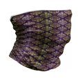 thumbnail image 1 of Yellow Damask Neck Gaiter, Oriental Leaf Dot, Unisex, Dark Purple and Yellow, by Ambesonne, 1 of 3