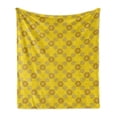 thumbnail image 1 of Yellow Damask Soft Flannel Fleece Blanket, Vintage Flourishing Swirly Flowers Spring Theme Romantic Pattern, Cozy Plush for Indoor and Outdoor Use, 50" x 70", Yellow Brown and White, by Ambesonne, 1 of 6