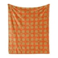 thumbnail image 1 of Yellow Damask Soft Flannel Fleece Throw Blanket, Eastern Style Abstract Interlaced Motif as Repeating Pattern, Cozy Plush for Indoor and Outdoor Use, 50" x 70", Orange Sepia and Yellow, by Ambesonne, 1 of 5