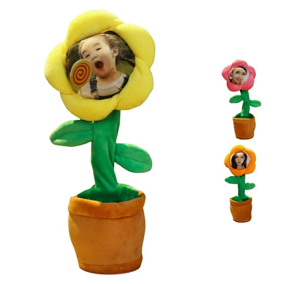 Yellow Dancing Talking Sunflower Plush Toy, Interactive Stuffed Animal Mimics Voice & Sings, Great Christmas Gift for Kids