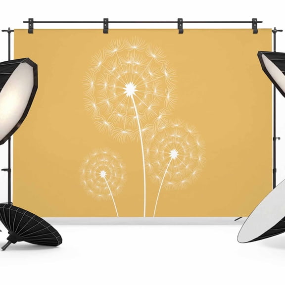 Yellow Dandelion Backdrop for Photoshoot, Photography Photo Studio Background Wall Backdrop, Simple Floral Botanical Back Drop Banner Panel for Portraits Wedding Party Live Streaming Decor 7x5Ft