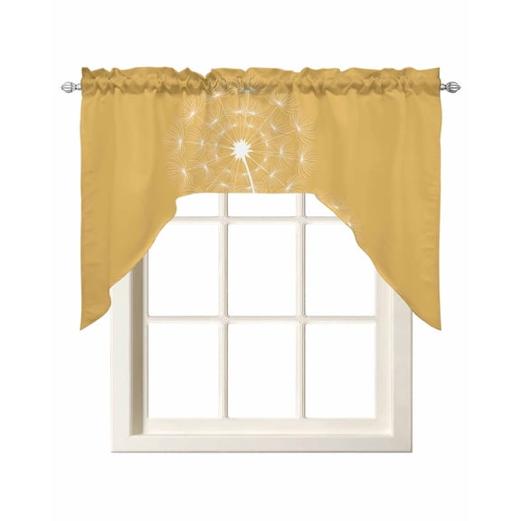Yellow Dandelion Swag Curtains for Kitchen Simple Floral Botanical Valances for Windows Rod Pocket Small Window Treatment Short Topper for Cafe Bedroom Bathroom Living Room Decor 56x36 Inch