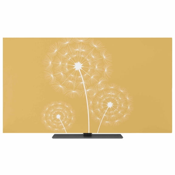 Yellow Dandelion TV Dust Cover, Stretchable TV Screen Desktop Computer Protector Cover, Simple Floral Botanical Television Dustproof Slipcover Indoor Outdoor Decor for 19–24 Inch Flat or Curved TVs