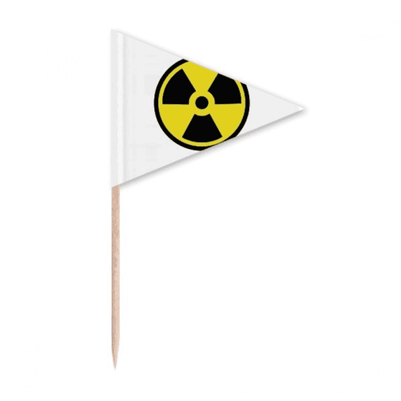 Yellow Danger Checal Radiation Symbol Toothpick Triangle Cupcake Toppers Flag