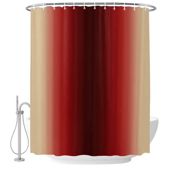 Yellow Dark Red Gradient Bathroom Shower Curtains with Hooks, Minimalist Ombre Modern Art Waterproof Fabric Washable Shower Curtain for Home Hotel Bathtub Decor 60x72 Inch
