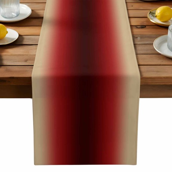 Yellow Dark Red Gradient Table Runner, Minimalist Ombre Modern Art Washable Kitchen Table Runners Dress Scarves for Dining Table Decorations Party, 13x72in
