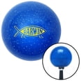 thumbnail image 1 of Yellow Darwin Fish Blue Metal Flake Shift Knob with M16 x 1.5 Insert Shifter Auto, 1 of 1