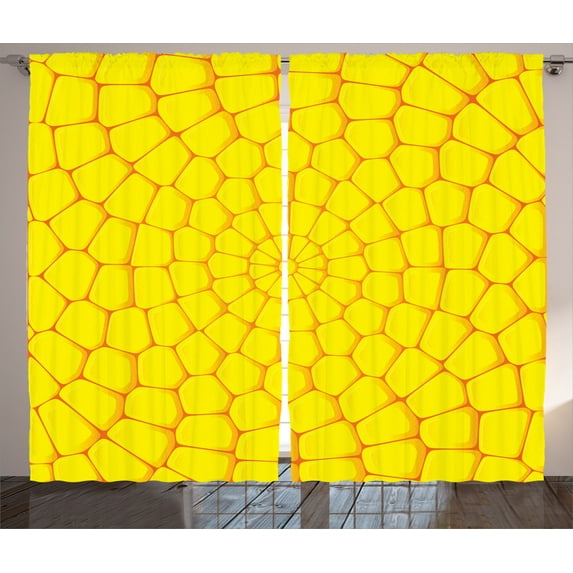 Ambesonne Yellow Curtains 2 Panel Set, Corn Brick Abstract Art, 108" x 90", Yellow