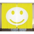 thumbnail image 1 of Ambesonne Modern Curtains 2 Panel Set, Yellow Positive Smiling Face, 108" x 90", Yellow and White, 1 of 3