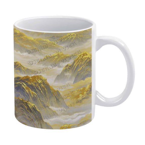 Yellow Decor Mountain Themed 11 oz Coffee Mug - Ceramic, Perfect for Coffee Lovers