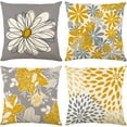 thumbnail image 1 of Yellow Decorative Throw Pillow Covers 20x20 Set of 4, Yellow and Gray Modern Daisy Floral Pillows Linen Pillow Covers for Couch Sofa Living Room, 1 of 6