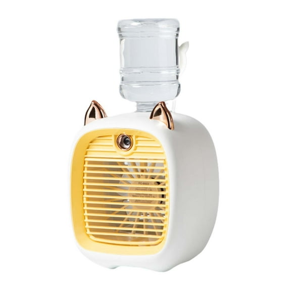 Yellow Desktop Misting Fan With Water Bottle 3 Speeds Usb Charging Portable Air Cooler For Desk Yellow