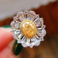 thumbnail image 1 of Yellow Diamond Blooming Flower Ring Copper With Sterling Silver Gem Inlay Adjustable Size Jewelry For Women Everyday, 1 of 6