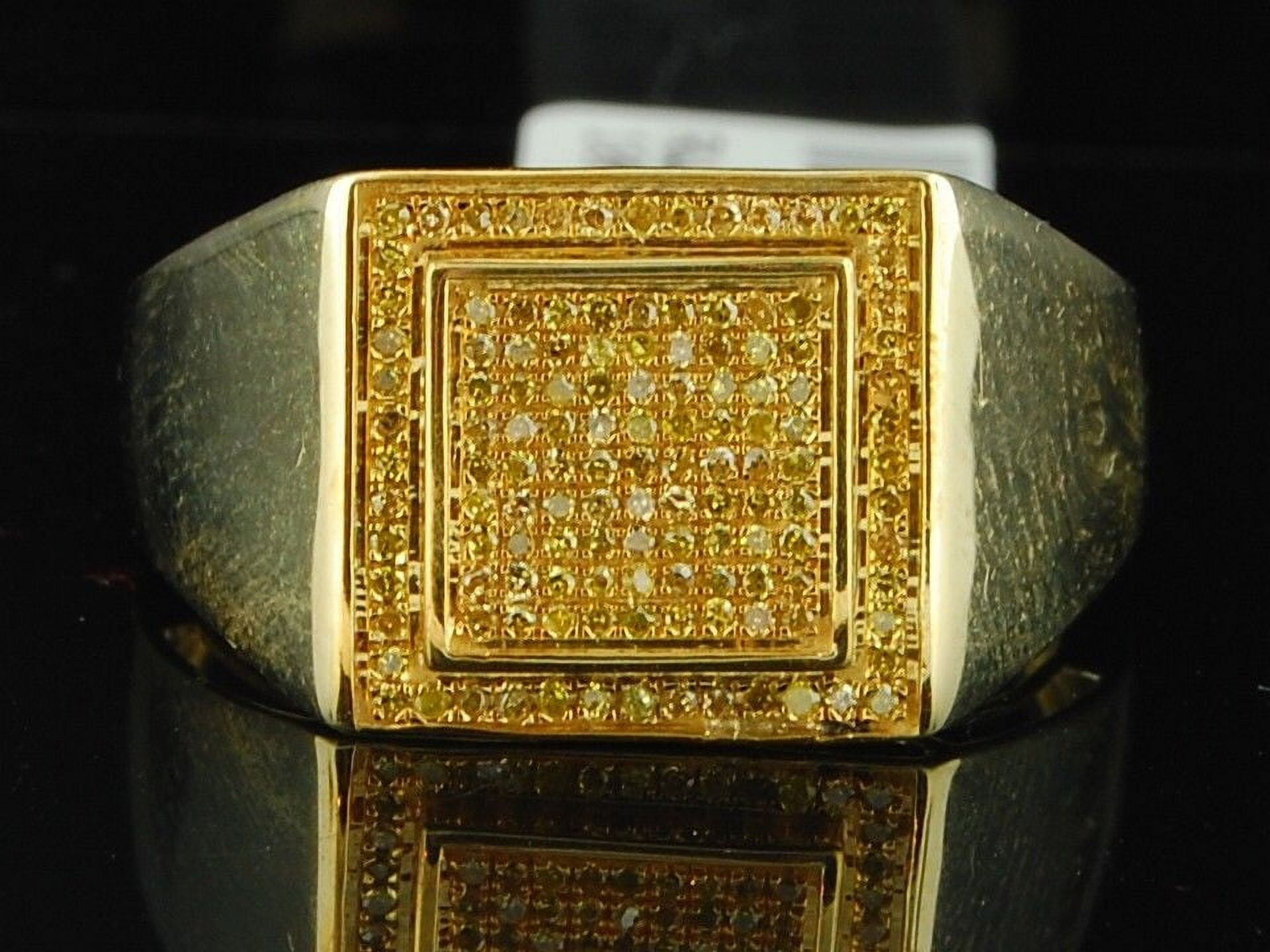 JFL DIAMONDS & TIMEPIECES Yellow Diamond Pinky Ring 10K Yellow Gold 0.26 CT Statement Pave Band